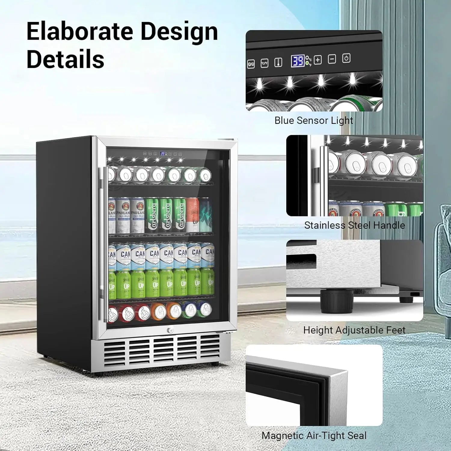 Beverage Refrigerator 190 Cans, Under Counter