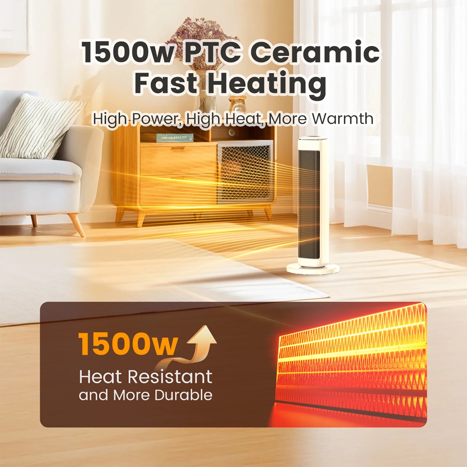 Space Heater, 25" Indoor Electric w/ Thermostat