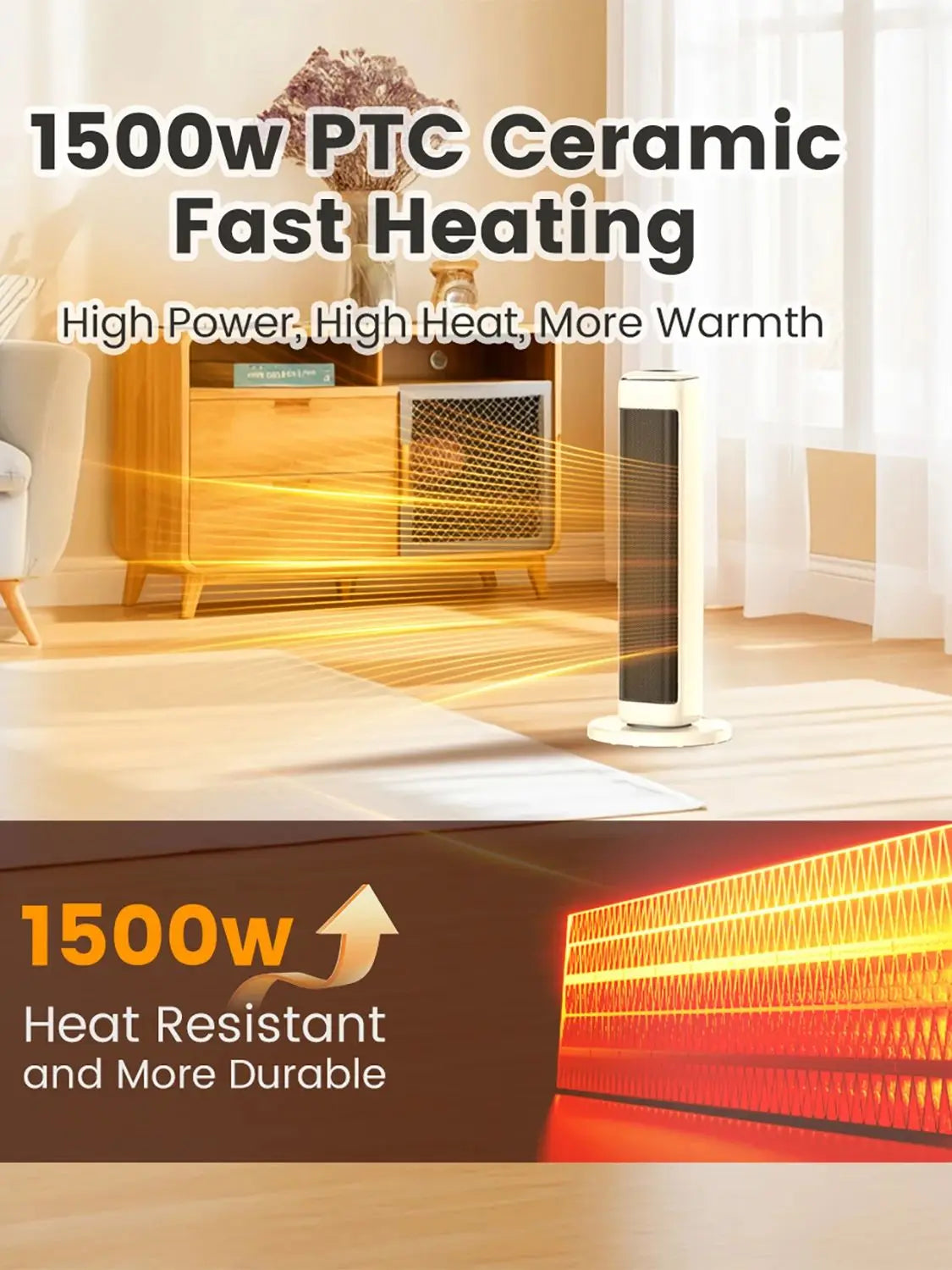 Space Heater, 25" Indoor Electric w/ Thermostat