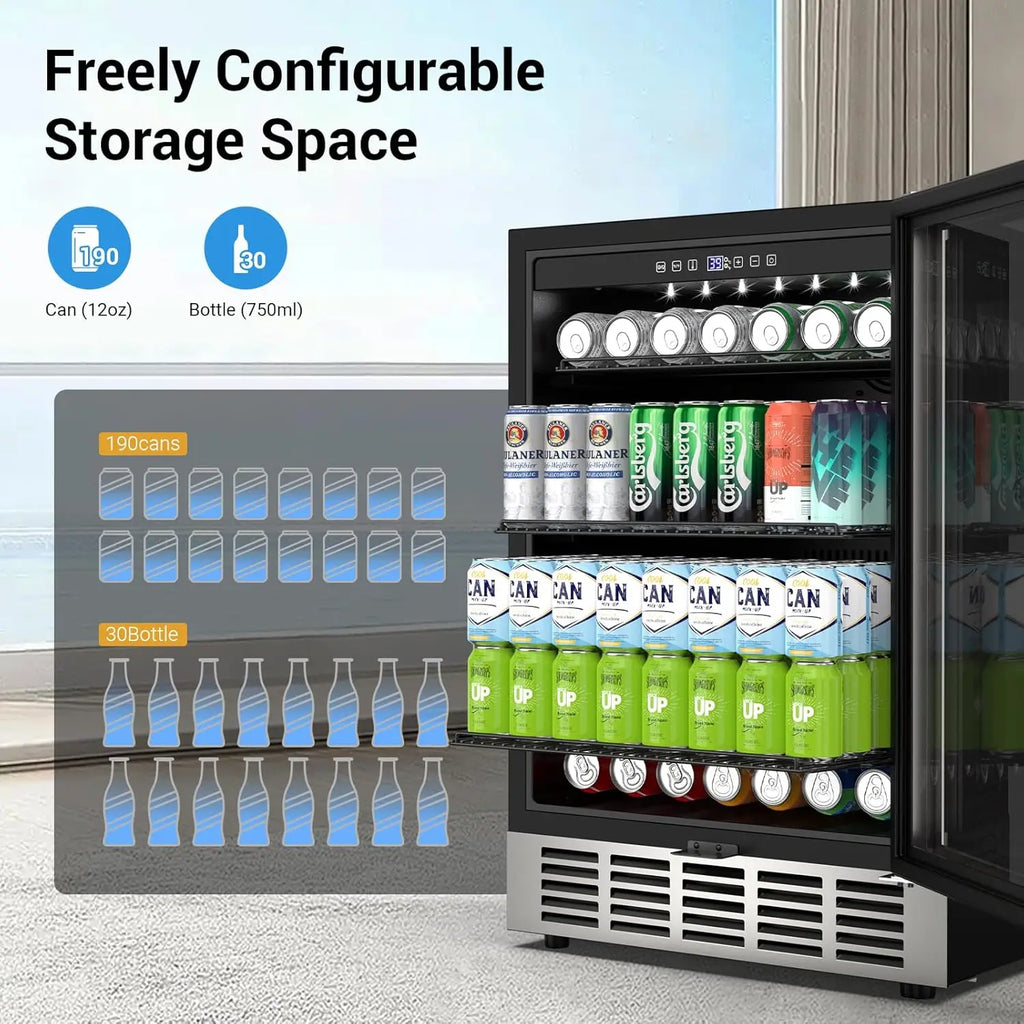 Beverage Refrigerator 190 Cans, Under Counter