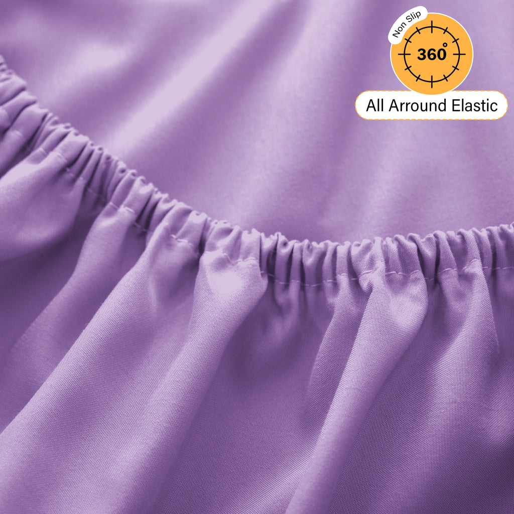 Lux Décor 4Pc Solid Sheet Set – Brushed Microfiber, 16" Deep Pockets, with Embroidered & Plain Pillowcases