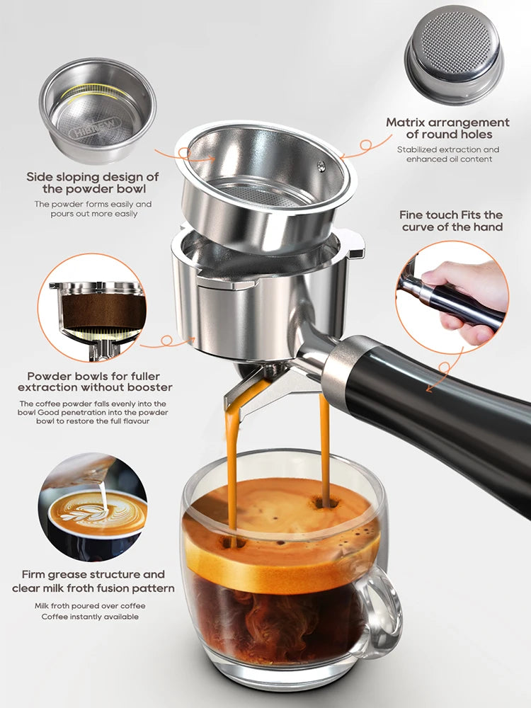 Espresso Cappuccino Machine, Stainless Cold/Hot Coffee Maker