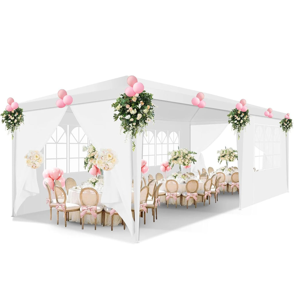 10x10/10X20/10x30FT Party Tent Outdoor Canopy Tent with Sidewalls Upgrade Removable, White Tents for Parties Waterproof