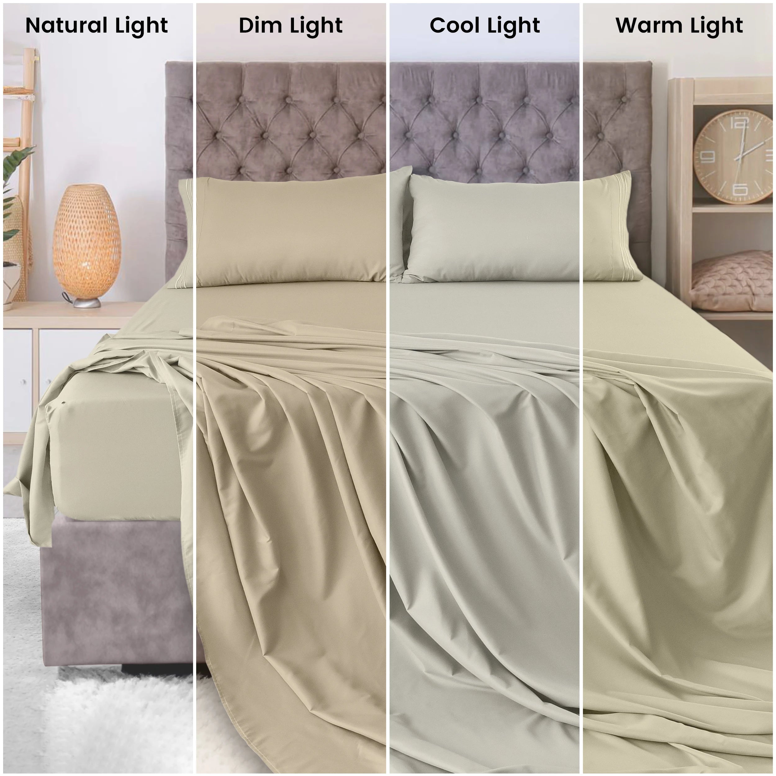 Lux Décor 4Pc Solid Sheet Set – Brushed Microfiber, 16" Deep Pockets, with Embroidered & Plain Pillowcases