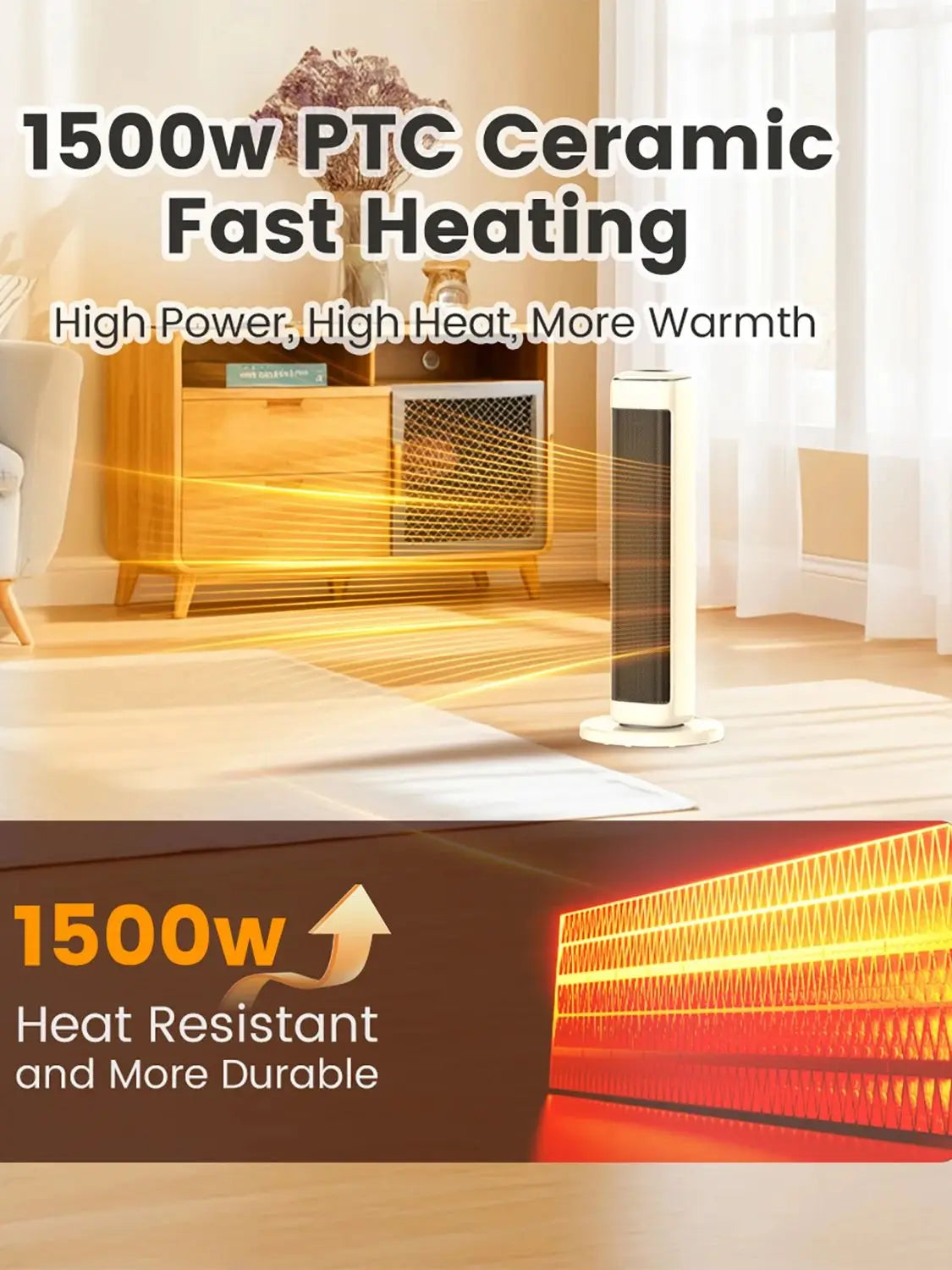 Space Heater, 25" Indoor Electric w/ Thermostat