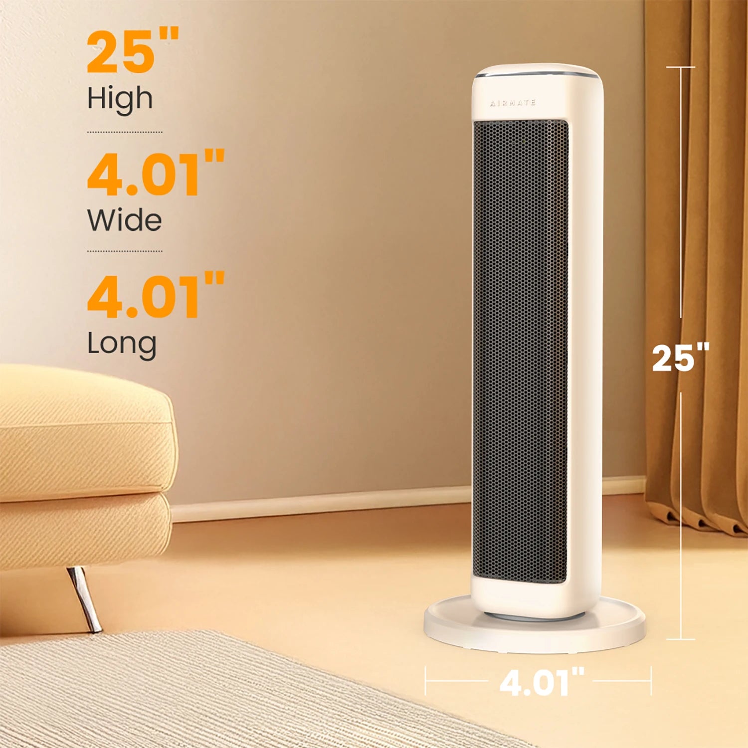 Space Heater, 25" Indoor Electric w/ Thermostat