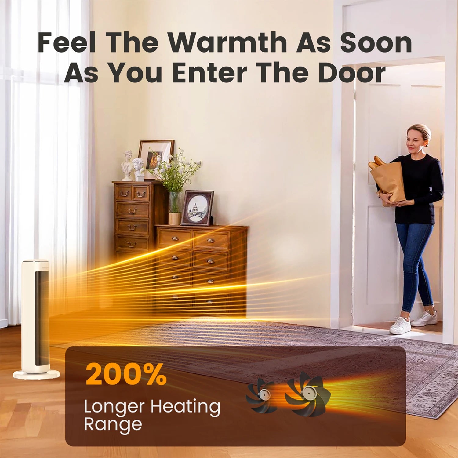 Space Heater, 25" Indoor Electric w/ Thermostat