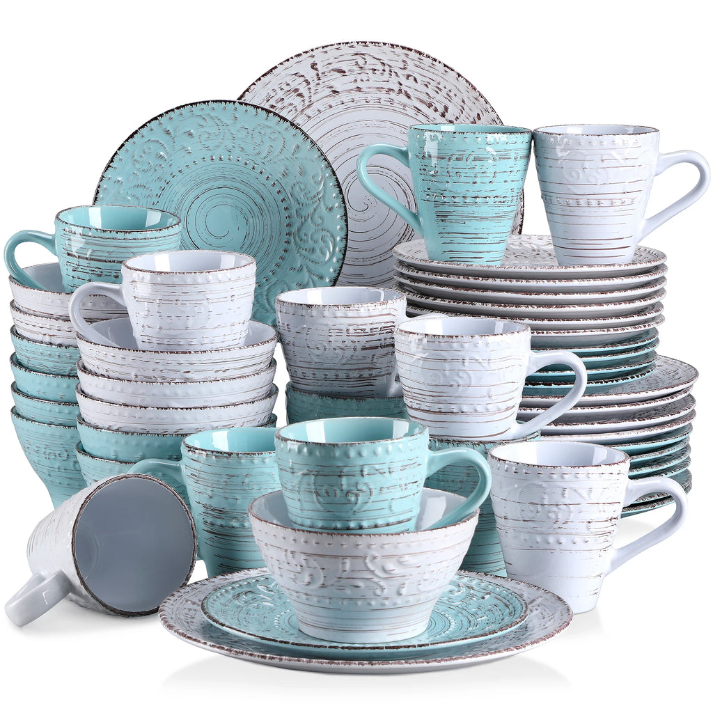 vancasso VINE 16/32/48 Ceremic Plates Dinner Set Stoneware Tableware Set with Dinner Plate,Dessert Plate,Bowl,Mug for 12 Person