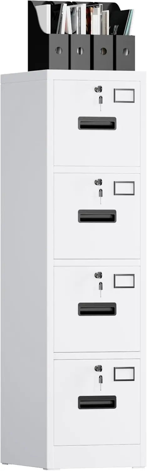 Metal Vertical File Storage Cabinet with 4 Drawer and 4 Lock, with Name Card Holder for A4 Letter/Legal size