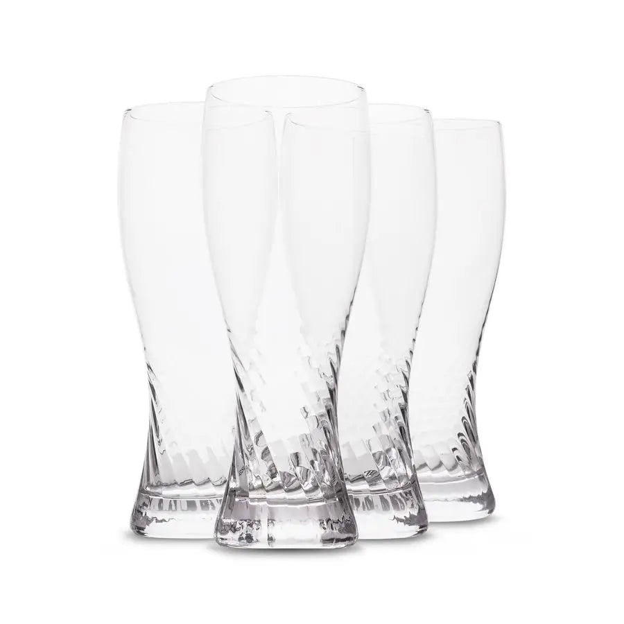 Glasses Set of 4 20 oz Beer Twisted Crystal, Gift box