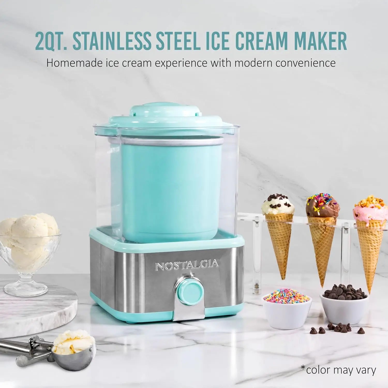 Electric Ice Cream Maker, 2-Qt, Sorbet, Soft Serve, Frozen Yogurt