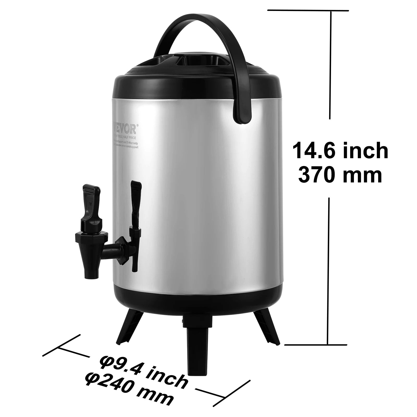 Beverage Dispenser, 2 Gal Stainless Steel Insulated Hot&Cold