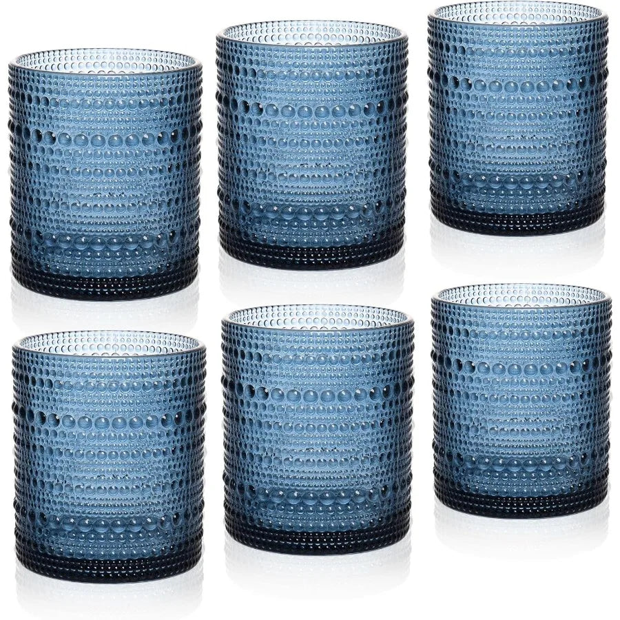 Glasses, 10 oz Water Cocktail Hobnail Set of 6 Textured