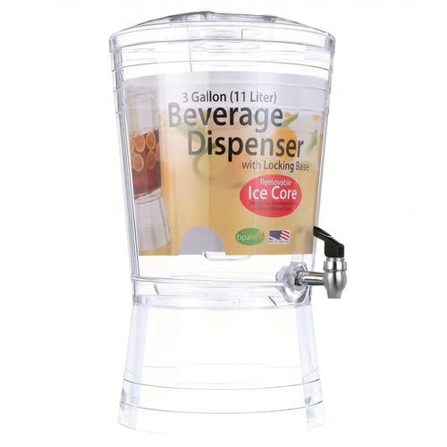 Beverage Dispenser, Clear 3 Gal Acrylic