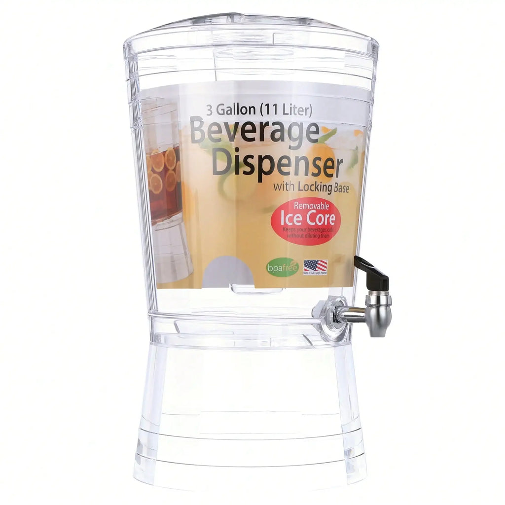 Beverage Dispenser, Clear 3 Gal Acrylic