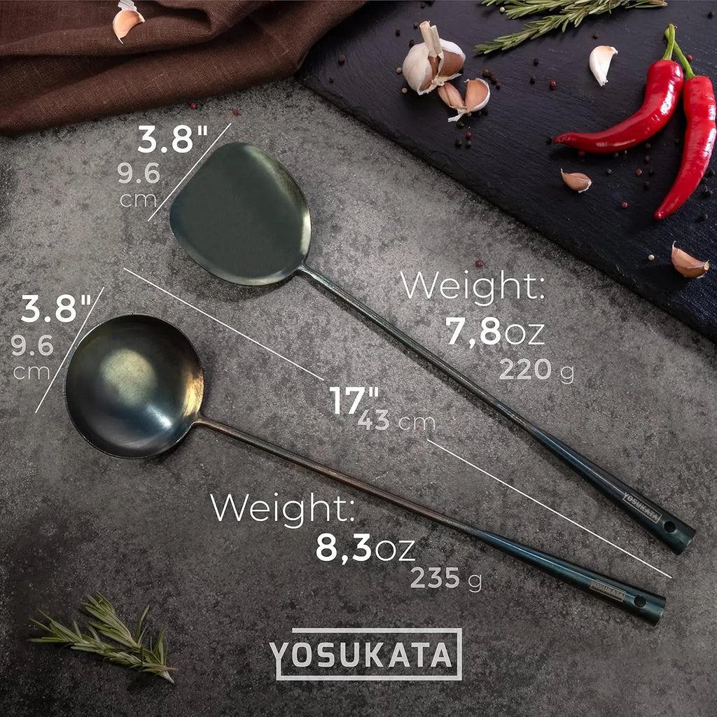 Wok Utensil Set, Steel 17-in 3 Pairs Chopsticks