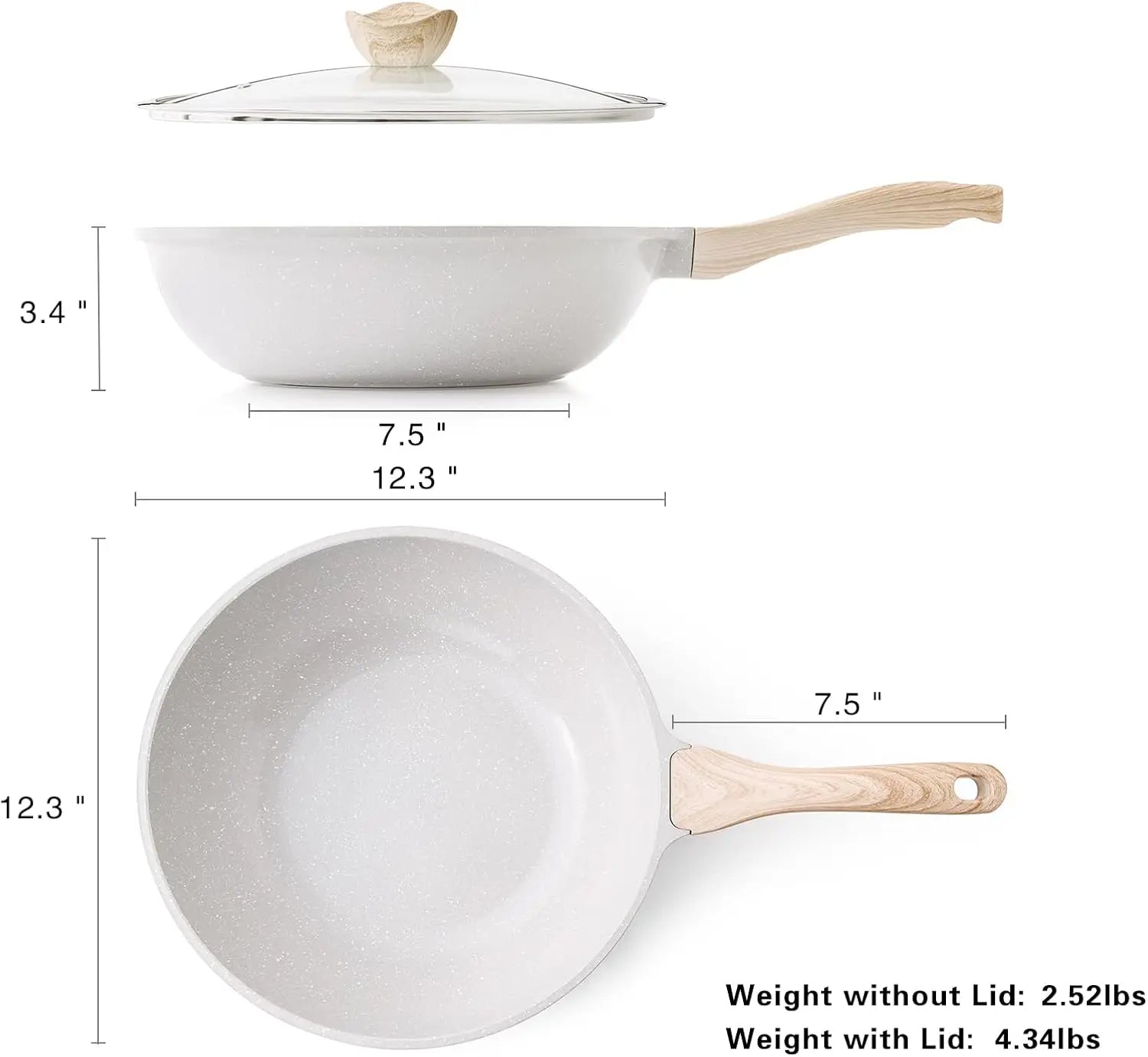 Wok w/ Lid & Utensil, 12-In Non-stick Ceramic Induction Compatible, PFOA-Free