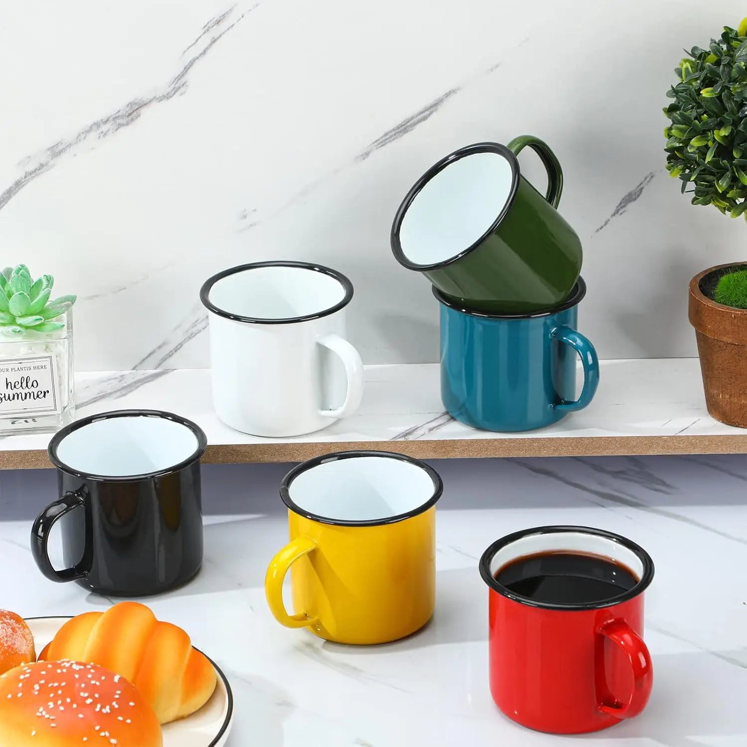 Mugs, 12-Pack Enamel Coated Metal 12 oz