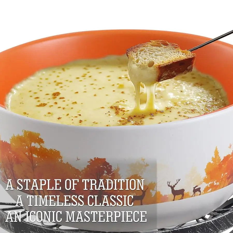 Fondue Set, 2L Ceramic 6 Fondue Forks, Swiss