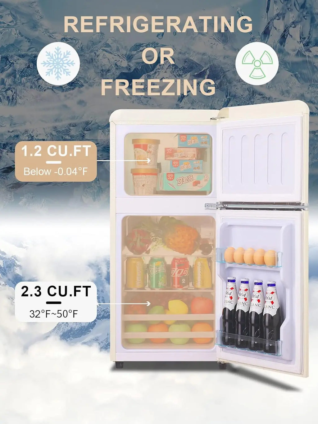 Mini Fridge with Freezer 3.2 Cu.ft