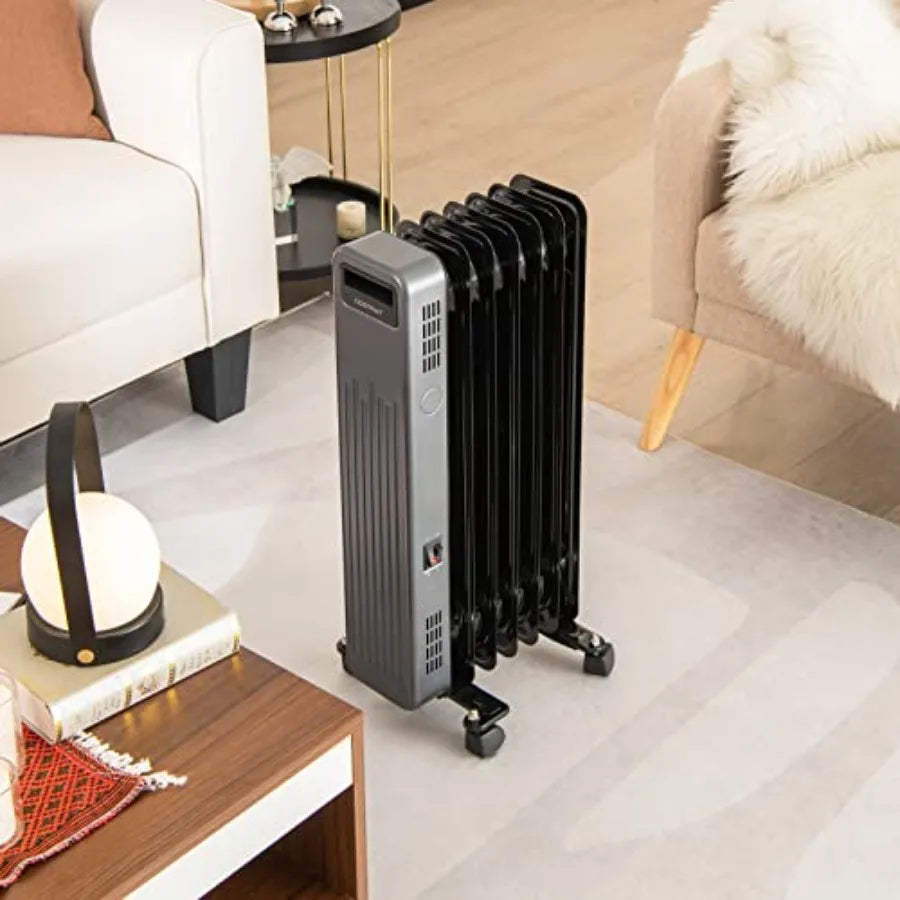 Heater, Electric Oil-Filled Radiator 1500W w/ Wheels
