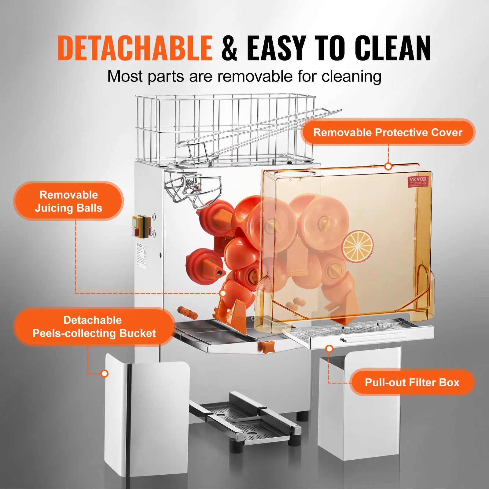 Orange Juicer Machine, Stainless w/ Pull-Out Filter