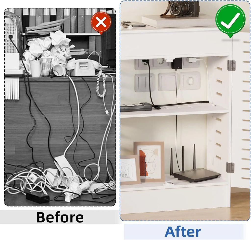 Floor Standing Router Storage Cabinet Box Modem Power Strip Cable Management Organizer for Home Office White Customized