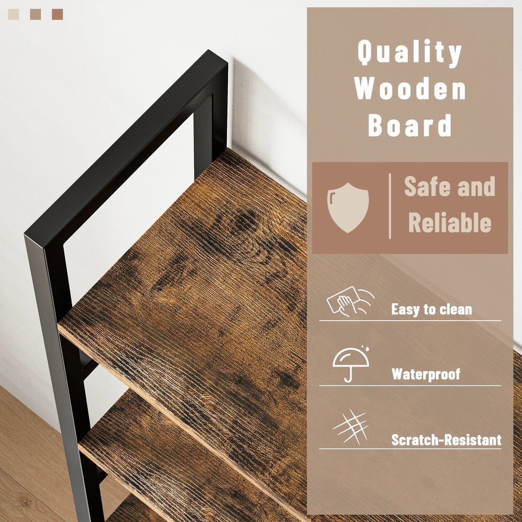 Triple 5 Tier Bookshelf, Large Wooden Bookcase with 17 Open Display Shelves, Modern Tree Book Shelf Metal Frame Tall Bookshelves