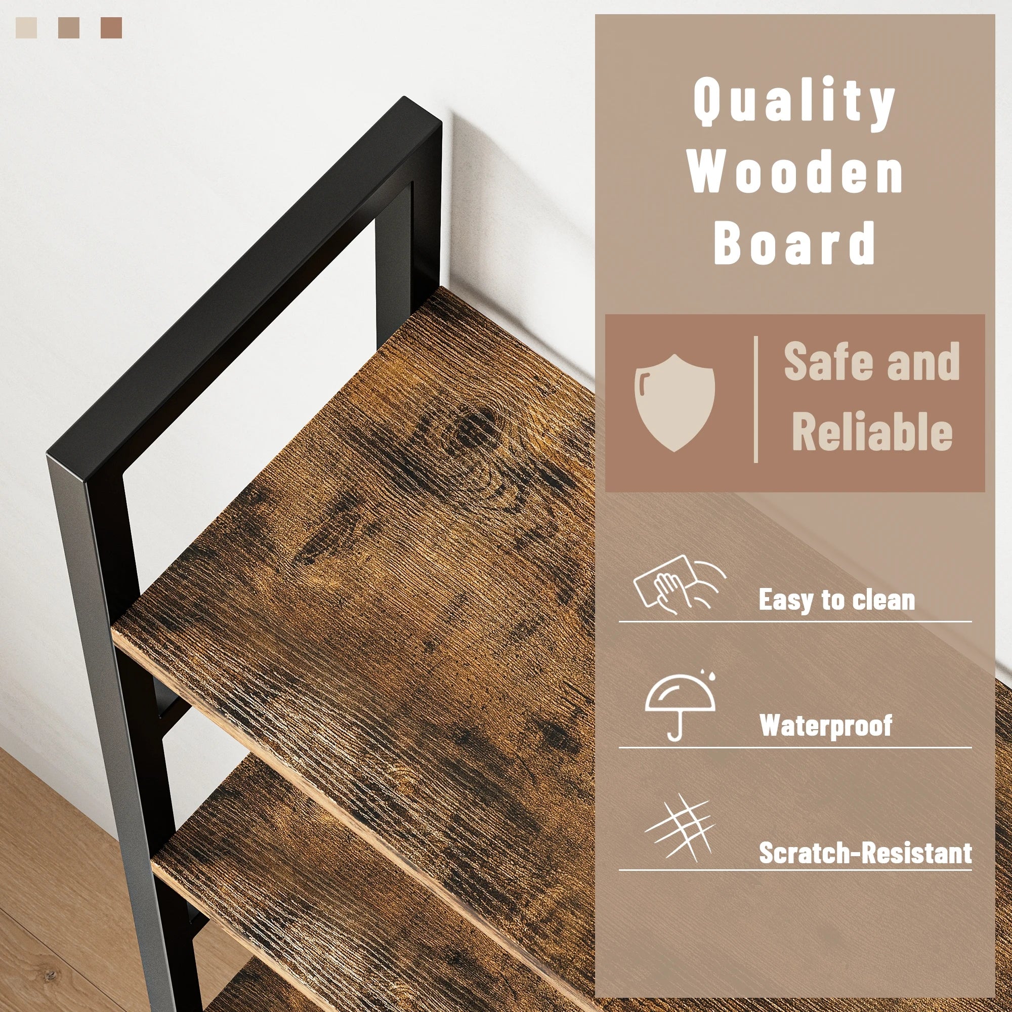Triple 5 Tier Bookshelf, Large Wooden Bookcase with 17 Open Display Shelves, Modern Tree Book Shelf Metal Frame Tall Bookshelves