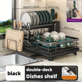 2-Layer Elevated Capacity Drain Rack with Water Tray Rust-Proof Dish Organizer for 4-6 Family Home Commercial Kitchens