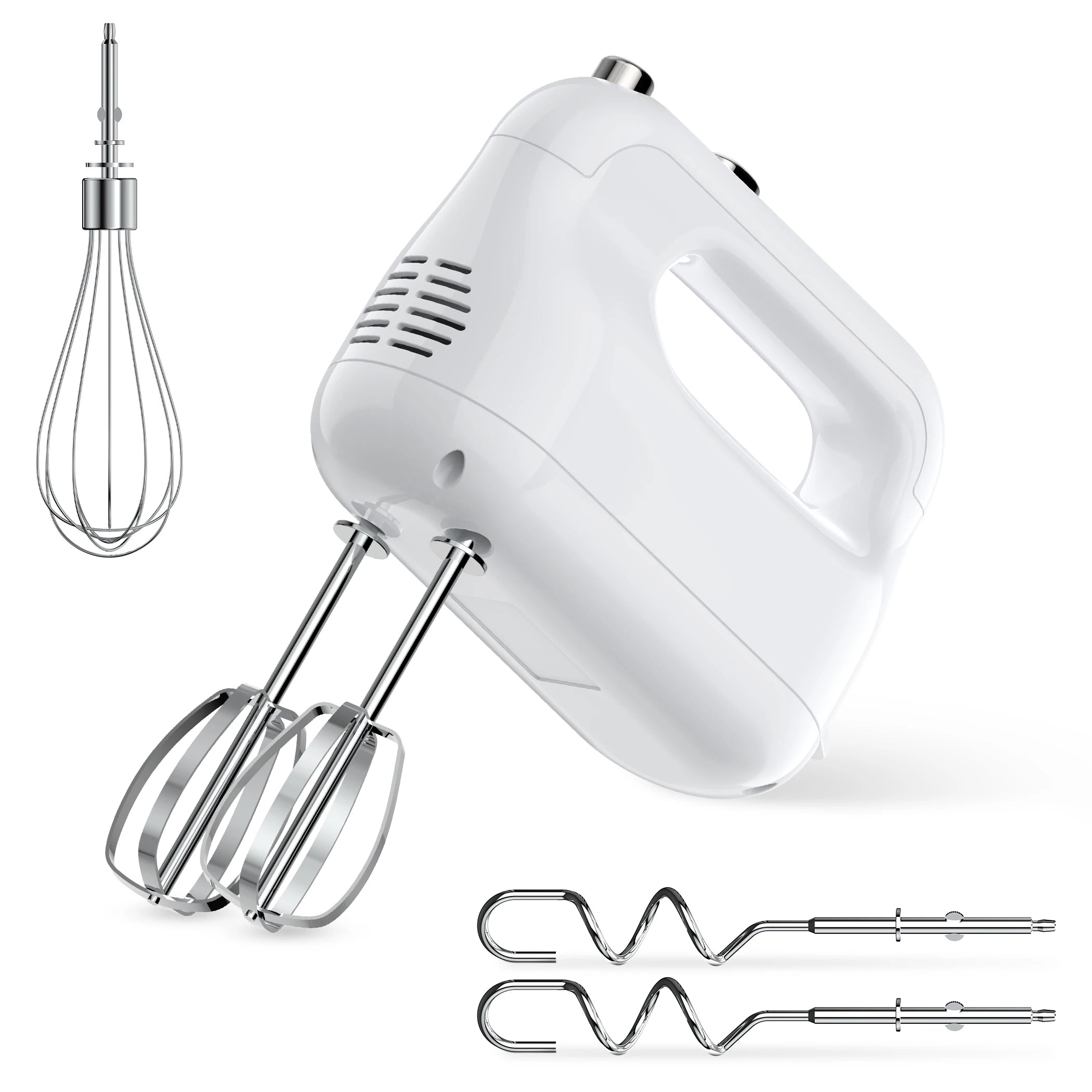 Egg Beater Mixer, Electric Portable 5-Speed Handheld w/ Dough Hooks