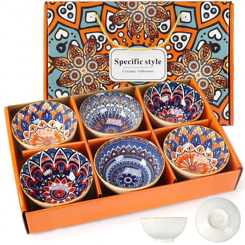 Bowl Set 6-Pcs Bohemian Porcelain, Gift Box