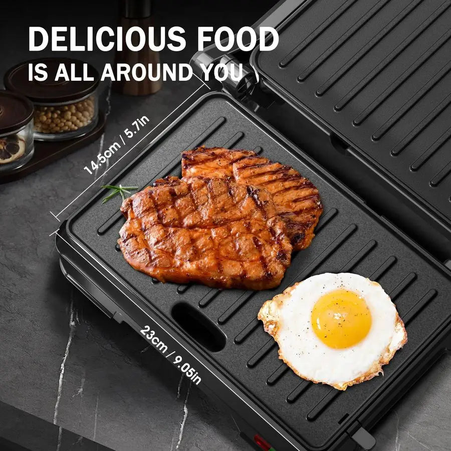 Press Grill Sandwich Maker 2-Slice, NonStick