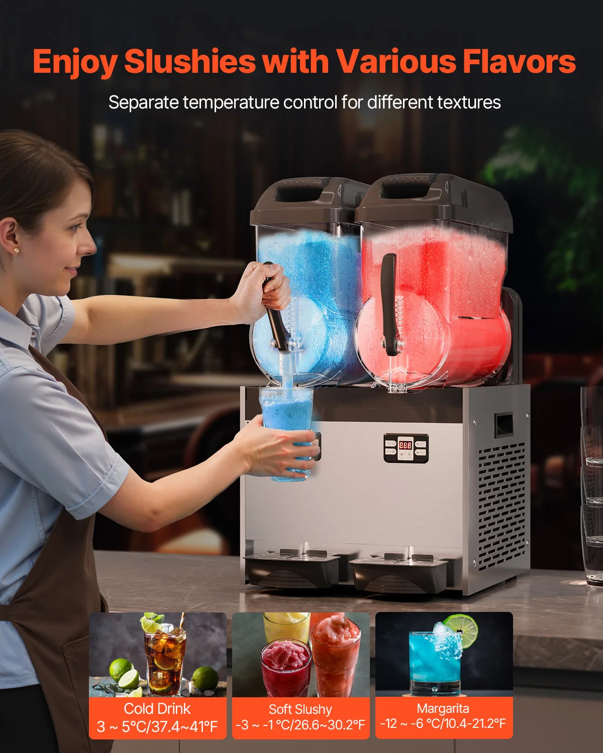 Slushy Machine, 1-3 Tanks Stainless Margarita Smoothie Frozen Drink Maker