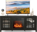 Electric Fireplace Stand with 18 Center, Remote & Thermostat, Adjustable Shelves for Home Entertainment Customized