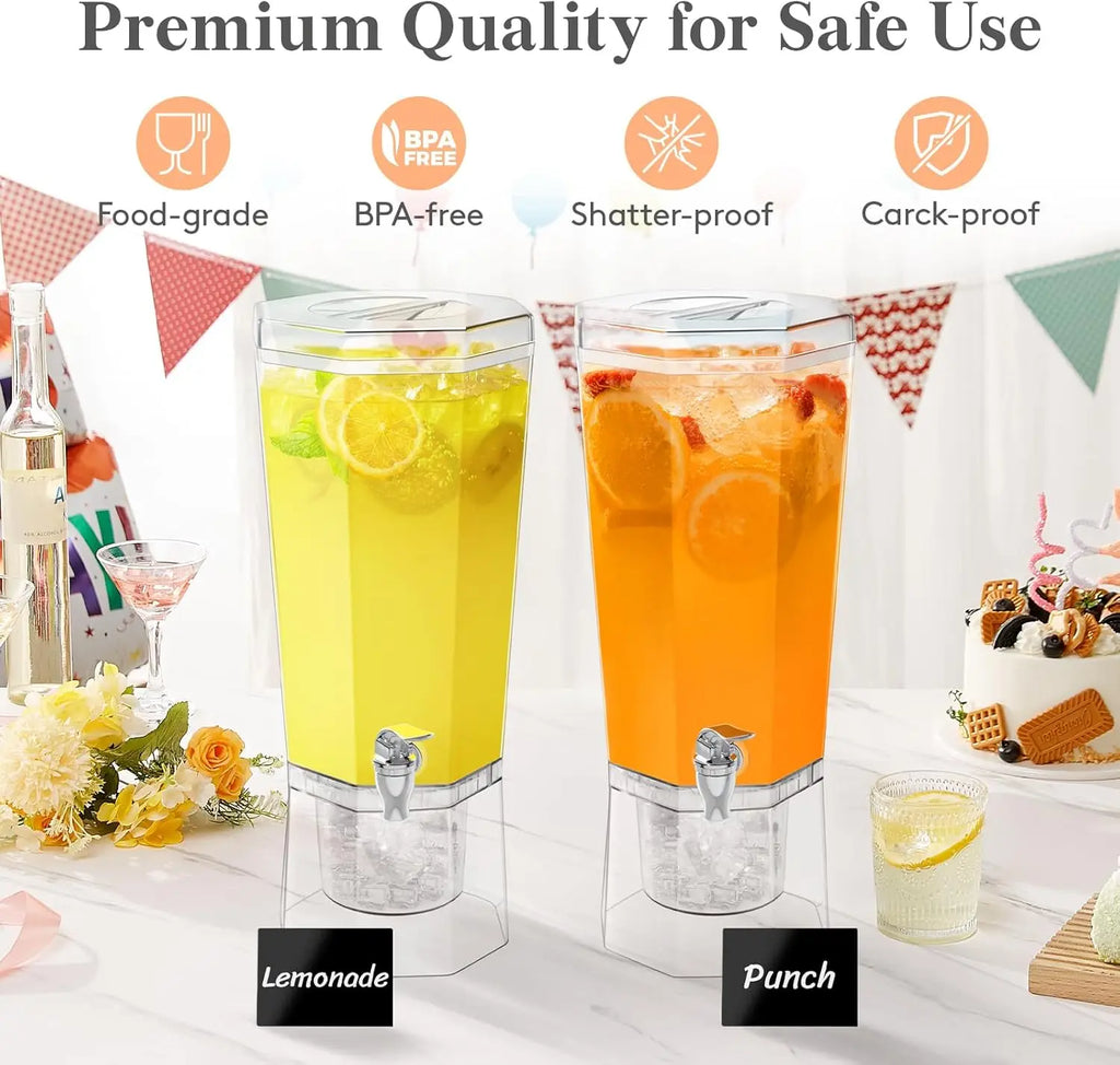Drink Dispenser Set, 1.6 Gal Clear w/ Stand BPA-Free
