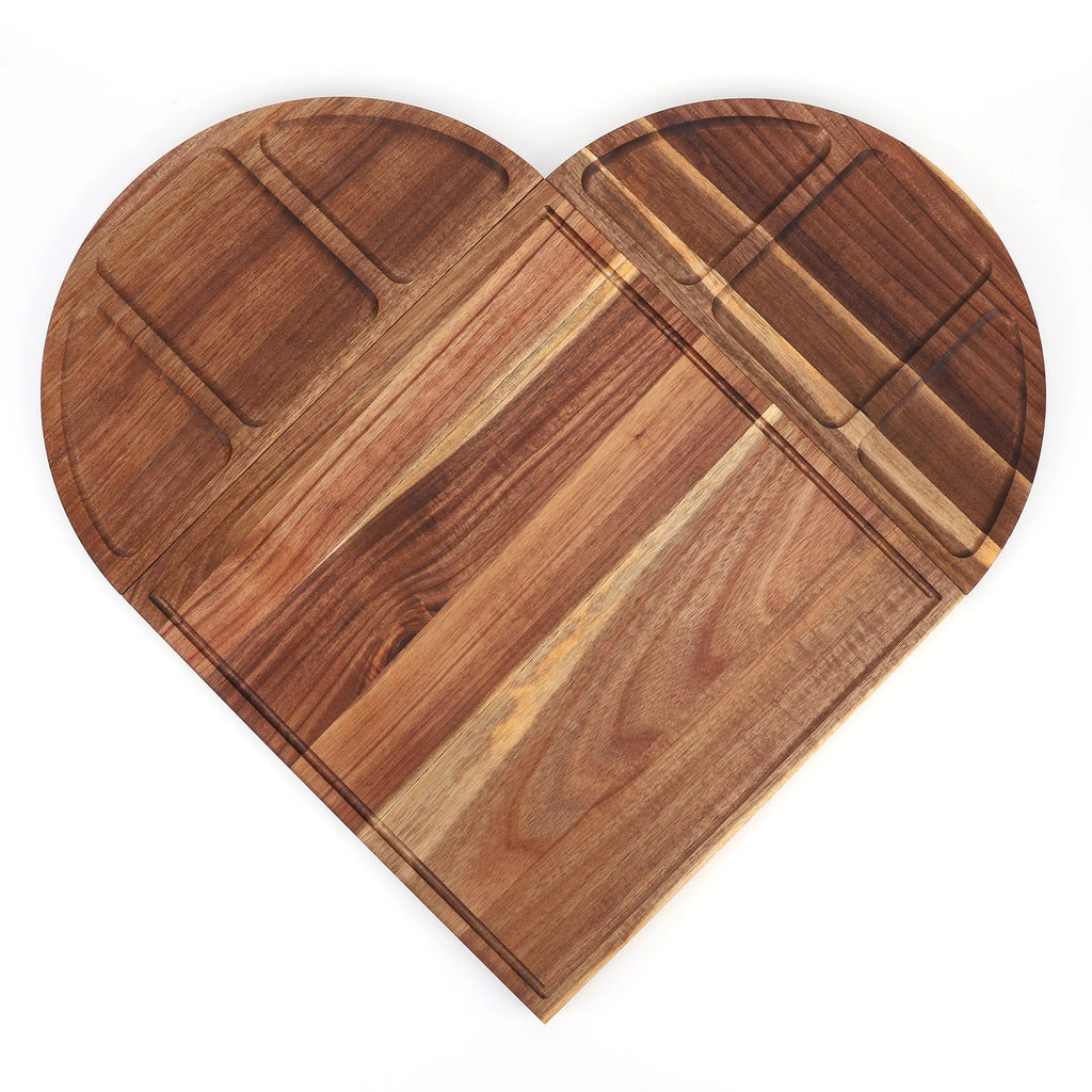 Acacia Wood Serving Tray Charcuterie Tray Multi-Function Charcuterie Platter with Grooves Magnetic for Fruits Vegetables