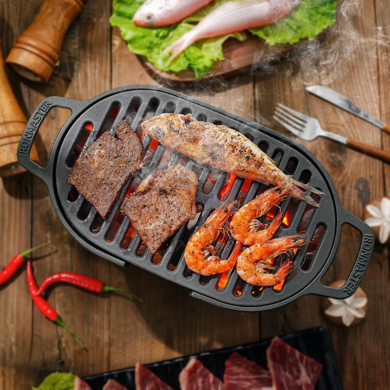 Hibachi Grill, Cast Iron Tabletop Charcoal BBQ