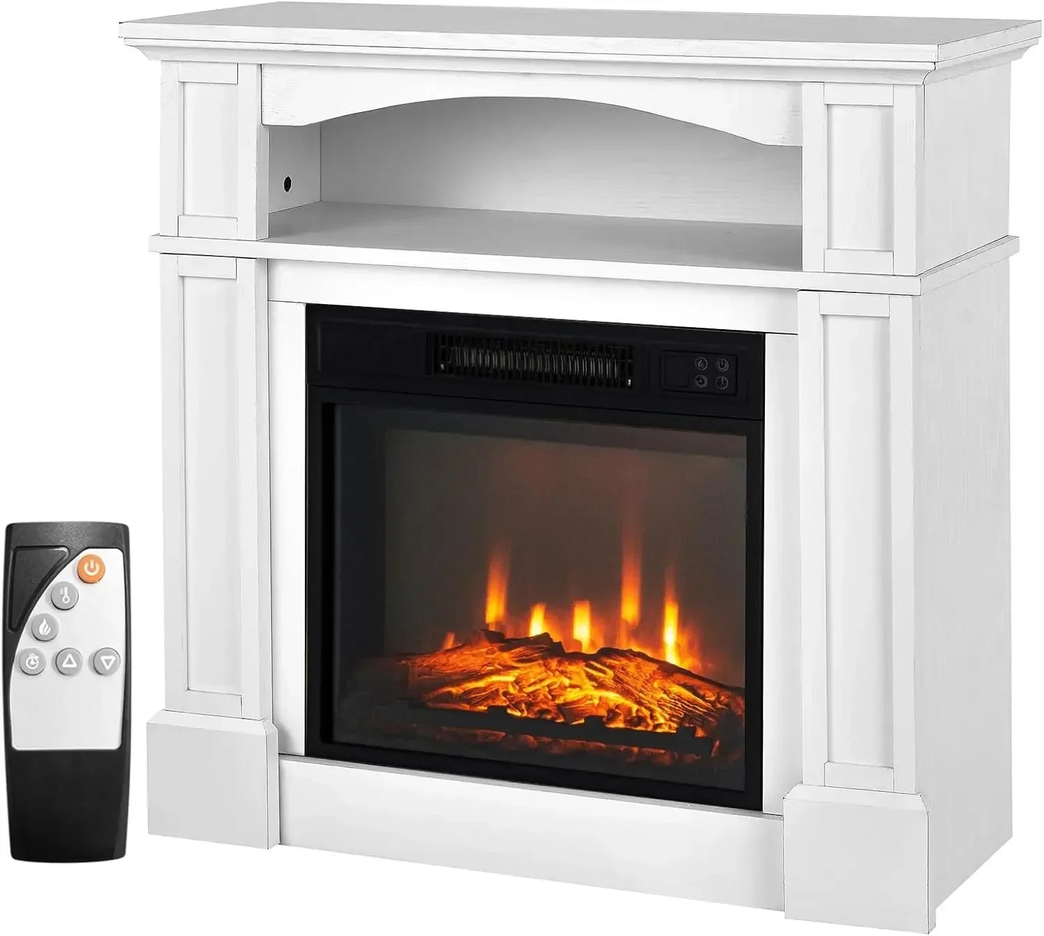 hot-selling32-inch Electric Fireplace with Mantel, 1400W Adjustable Freestanding Heater with Remote Control, Thermostat Design,