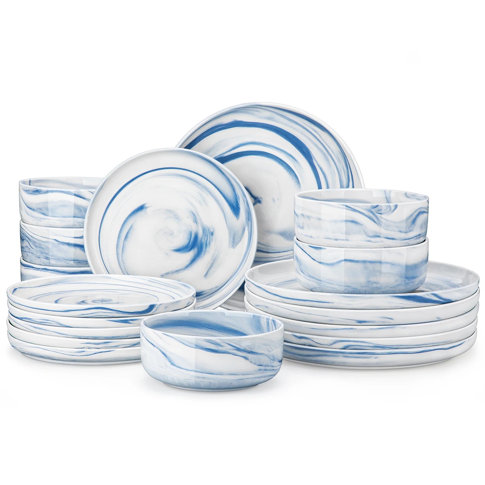 MALACASA 18/36-Piece Ceramic Plate Porcelain Dinnerware Set with 6/12 Pcs Dinner/Dessert Plates,Bowl Tableware Set for 6/12