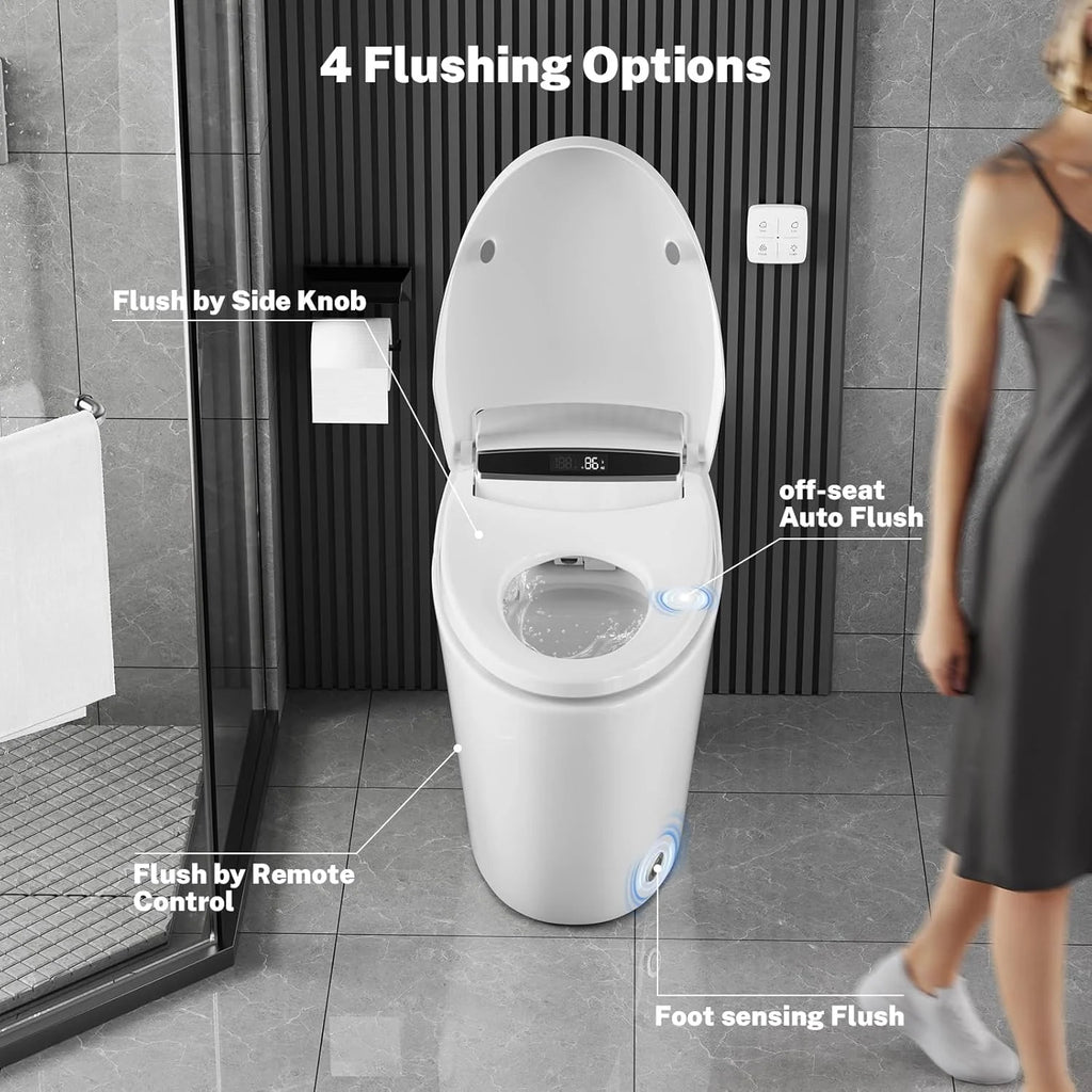 Tankless Toilet, Smart Heated Seat Night Light Auto Flush