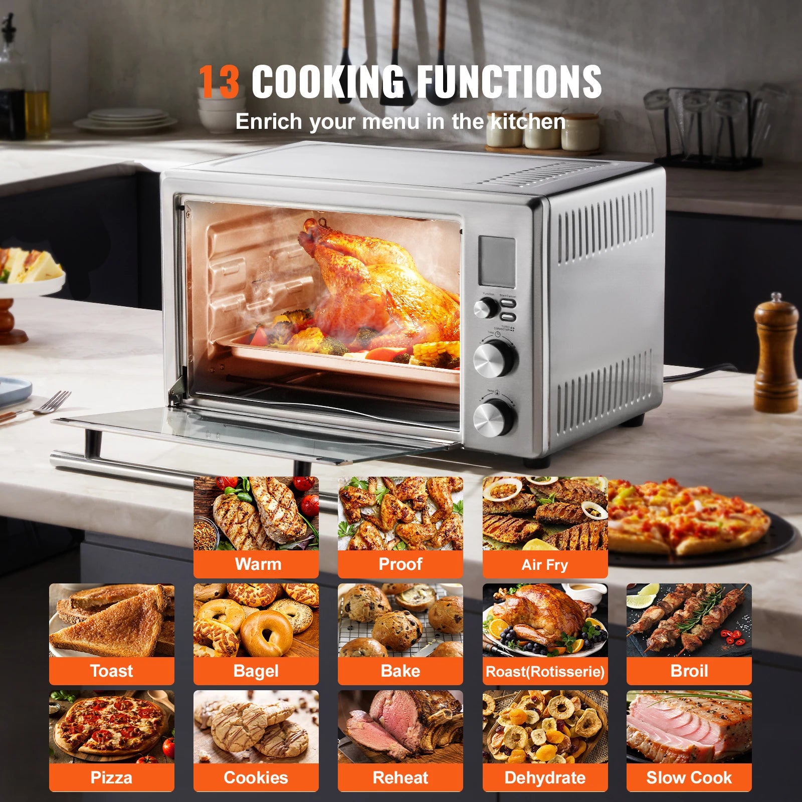 Air Fryer, Toaster Oven, Convection Oven 1800W 2-Tier
