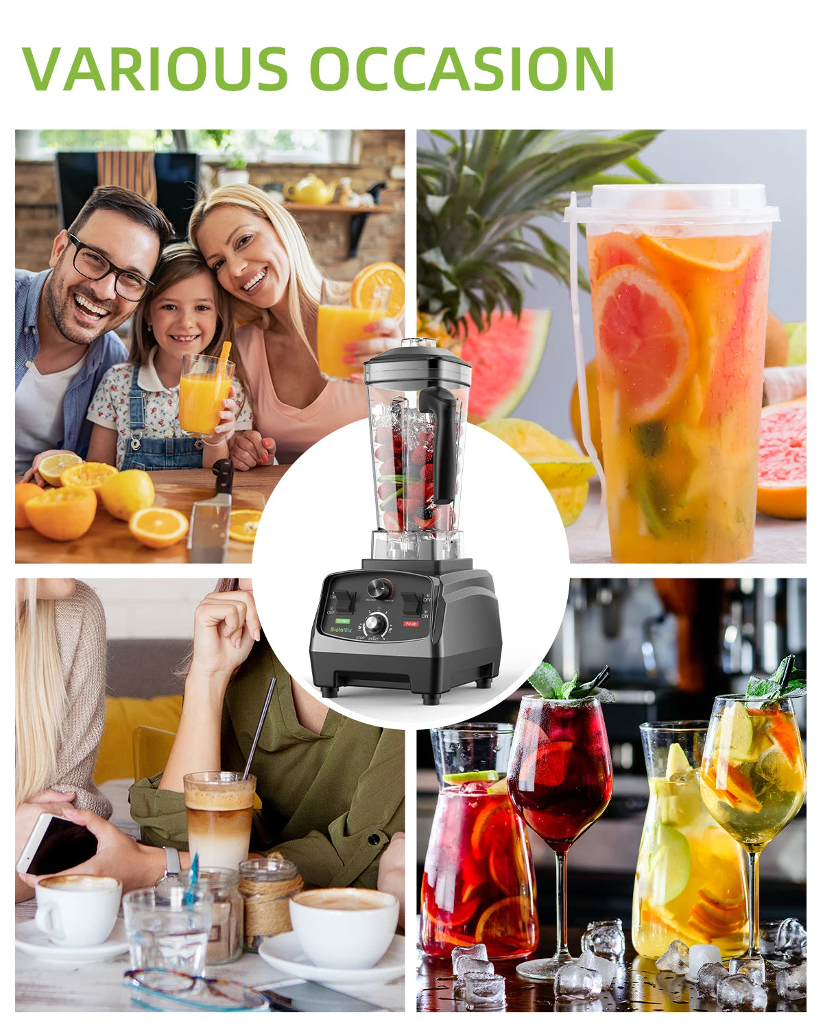 Blender Mixer Juicer, Timer2L Fruit Food Processor Ice Smoothies BPA Free