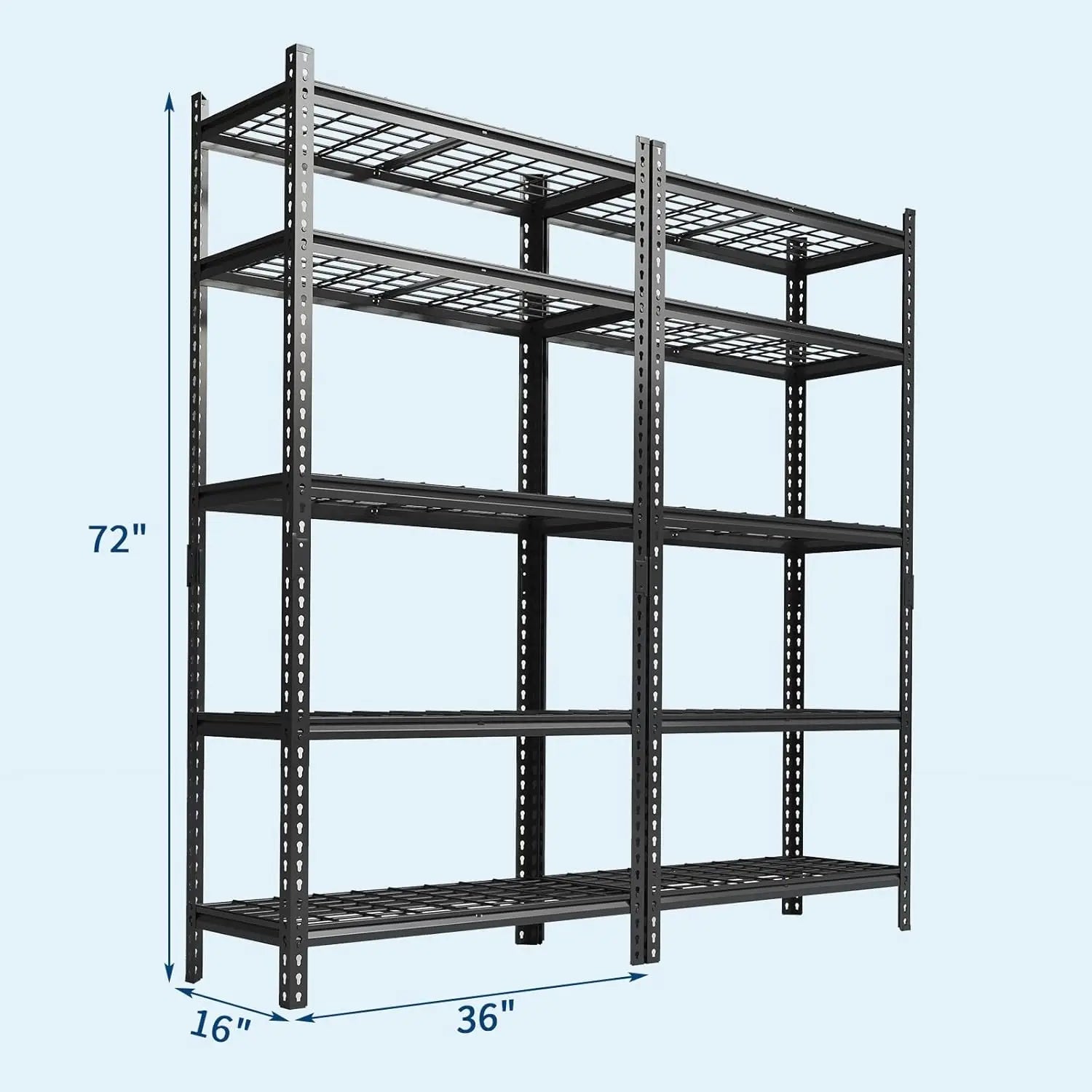 Garage Shelving - 2200 LBS Extremely Sturdy, Adjustable Metal Shelving, Heavy Duty 5 Tier Storage Shelves for Warehouse Workshop
