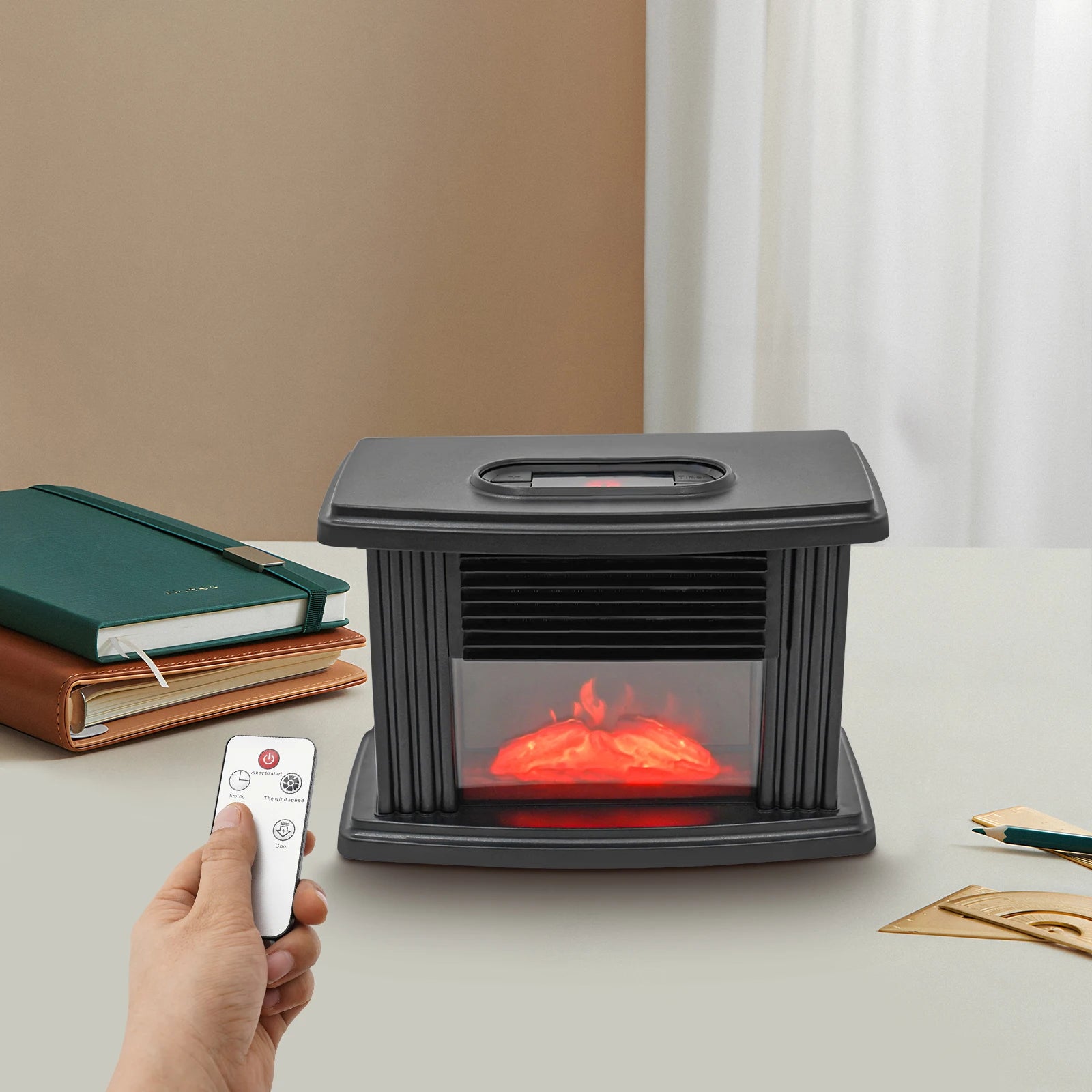 1000W Electric Fireplace with 3D Flame Effects And Log Burner for Standing Space Heating Ideal for Rooms up to 10m²/107.63ft²