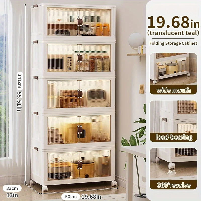 Collapsible Storage Container with 4 to 5 Layers, Spacious Dual-Access Organizer, Big Storage Bin Featuring a Lid And Wheels