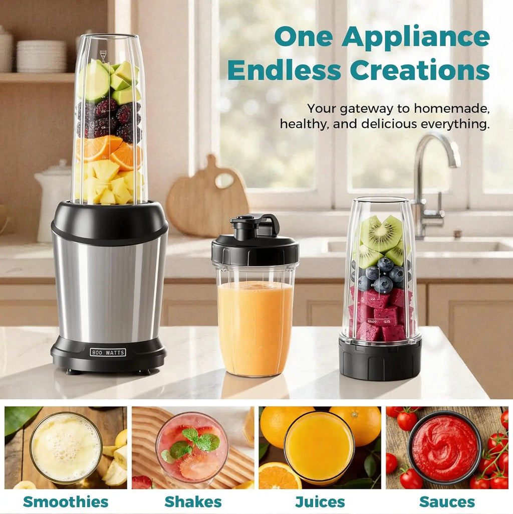 Blender, Personal Blenders BPA-Free Portable Cups, Silver