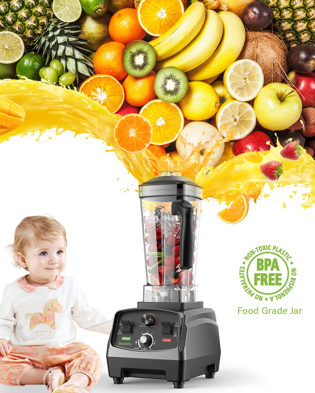 Blender Mixer Juicer, Timer2L Fruit Food Processor Ice Smoothies BPA Free