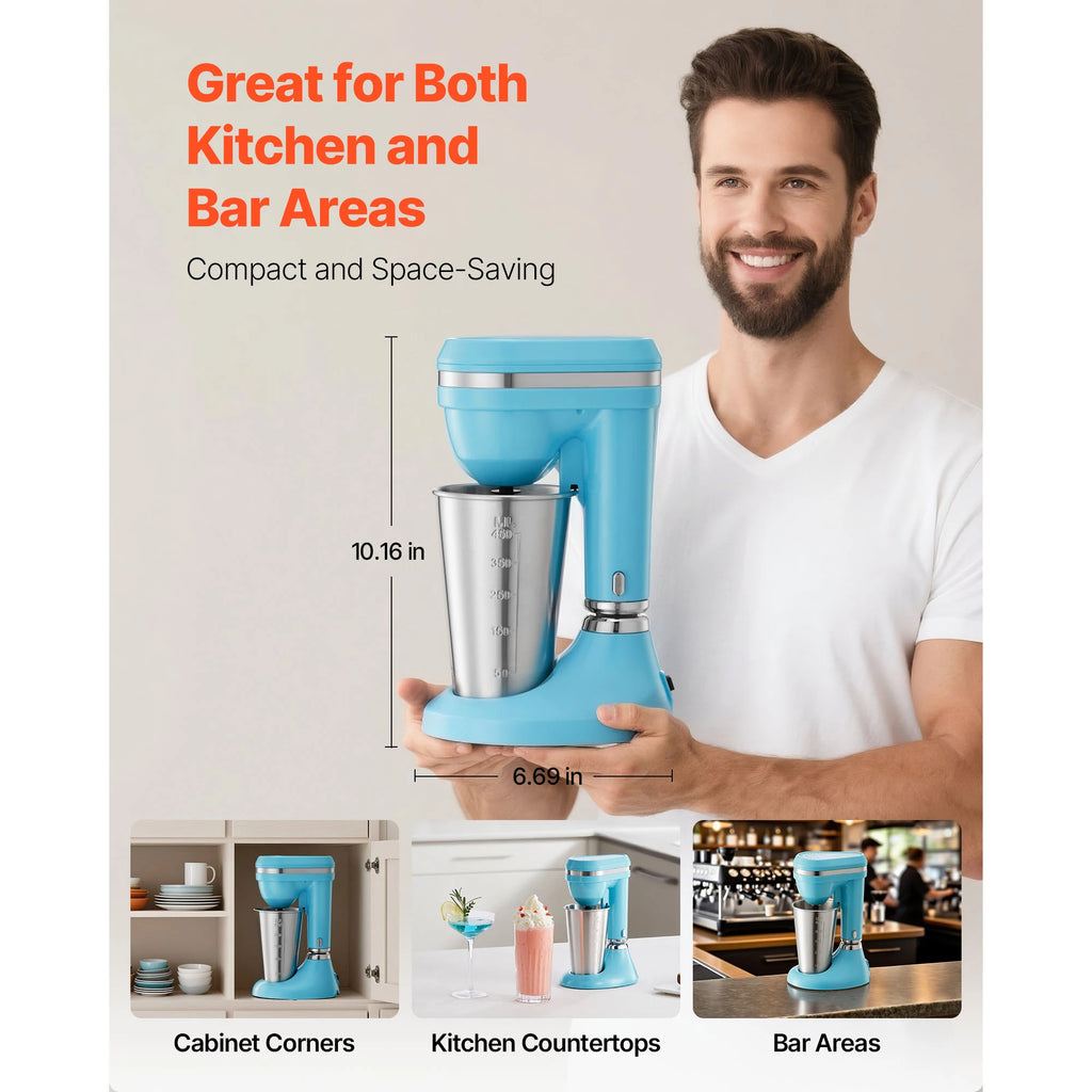 Milkshake Maker, Drink Mixer Blender Single Head Dual-Speed