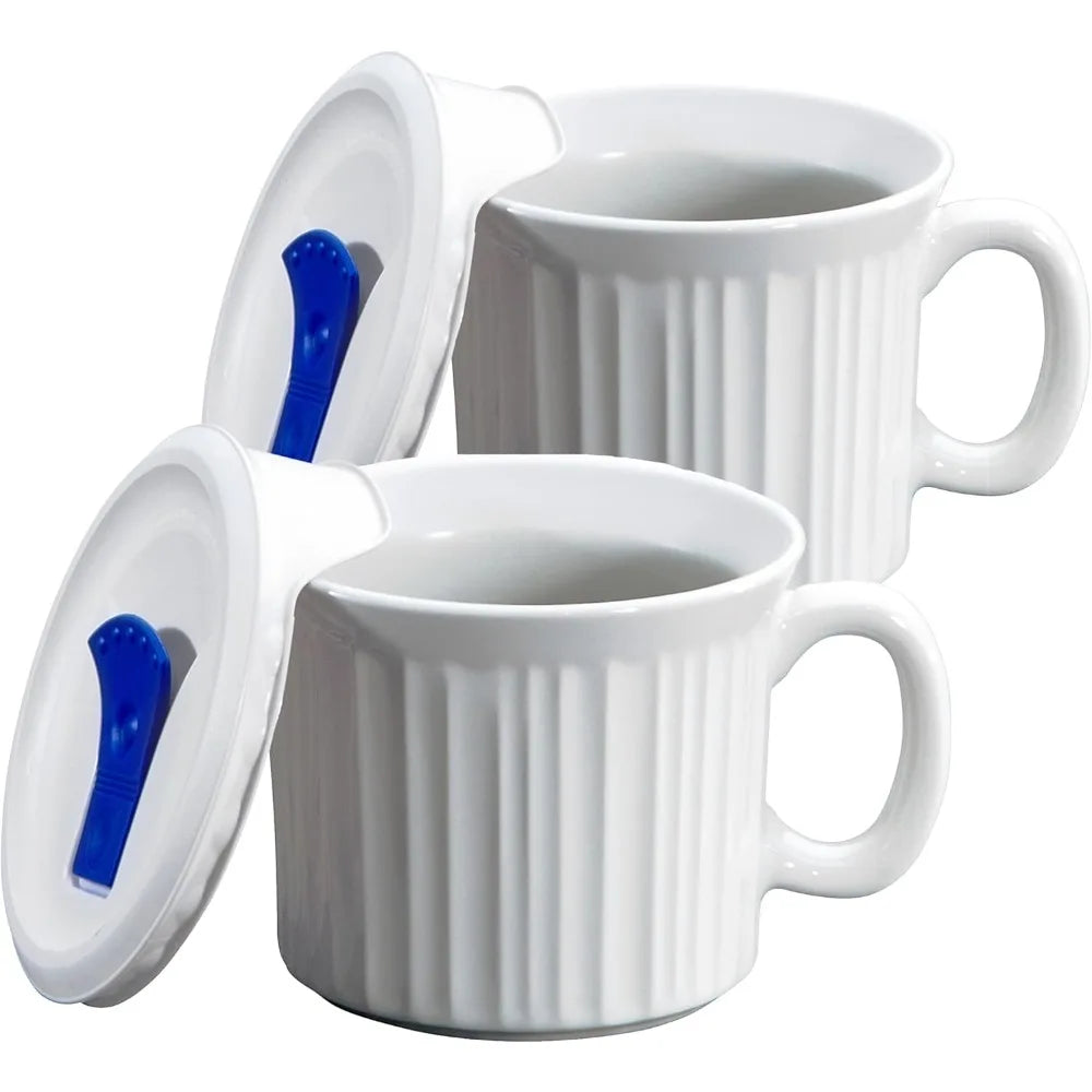 Mugs w/ Lids, 2-Pack 20oz Meal, BPA-Free, French White Ceramic